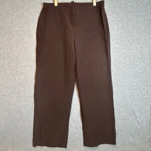 VTG Chocolate Brown Pants Womens 14 Silk Cotton Straight Leg Officecore Luxury